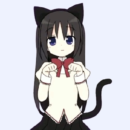 Анимация Homura Akemi / Хомура Акэми с кошачьими ушками и хвостиком из аниме Mahou Shoujo Madoka Magika / Девочка-волшебница Мадока Волшебство