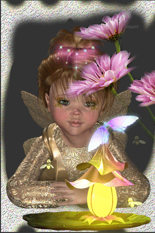 Анимация Девочка с крылышками на фоне бабочки и цветов, by nfqyf, гифка Девочка с крылышками на фоне бабочки и цветов, by nfqyf