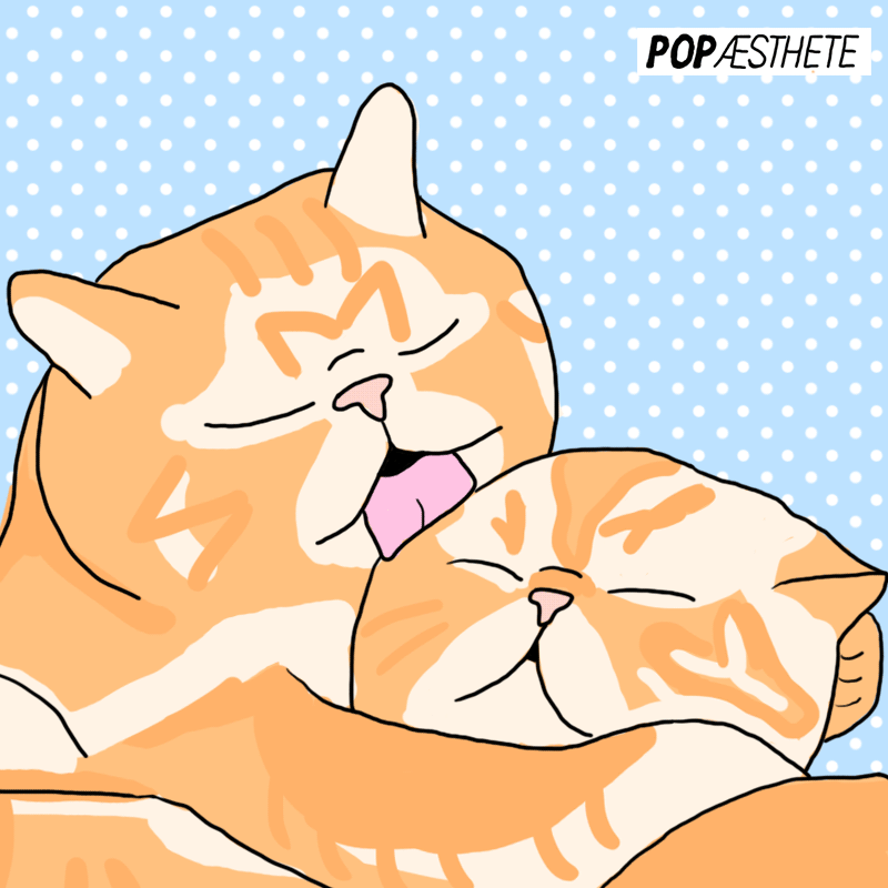 Анимация Один котик умывает второго, by popaesthete, гифка Один котик умывает второго, by popaesthete