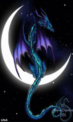 Анимация Изображение дракона сидящего на луне, на фоне космоса, картинка автора Shana Mandeo, гифка Изображение дракона сидящего на луне, на фоне космоса, картинка автора Shana Mandeo
