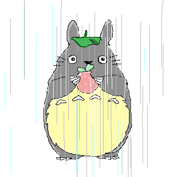 Анимация Totoro / Тоторо из аниме My Neighbor Totoro / Tonari no Totoro / Мой сосед Тоторо стоит под дождем, гифка Totoro / Тоторо из аниме My Neighbor Totoro / Tonari no Totoro / Мой сосед Тоторо стоит под дождем