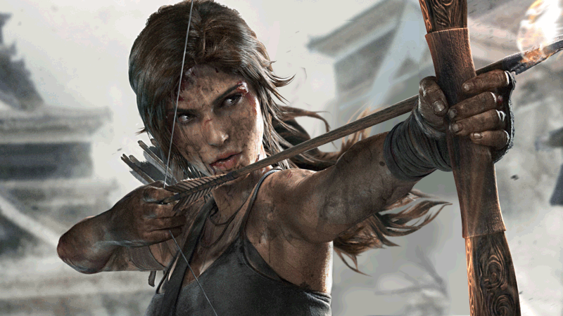 Анимация Лара Крофт / Lara Croft, - главная героиня серии компьютерных игр Tomb Raider / Расхитительница гробниц, целится из лука, гифка Лара Крофт / Lara Croft, - главная героиня серии компьютерных игр Tomb Raider / Расхитительница гробниц, целится из лука