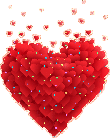 Анимация Большое алое сердце созданное из множества сердечек, гифка