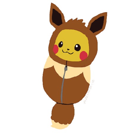 Анимация Pikachu / Пикачу косплеет Eevee / Иви из аниме Pokemon / Покемон