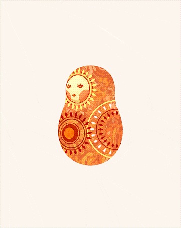 Анимация Космонавт внутри матрешек, by Kamille A