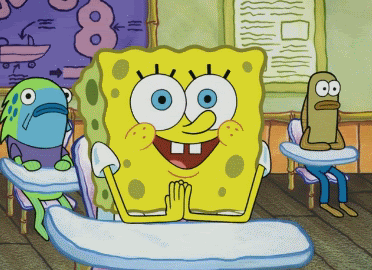 Анимация SpongeBob / Губка Боб из мультсериала SpongeBob SquarePants / Губка Боб Квадратные Штаны сидит за партой в классе, гифка SpongeBob / Губка Боб из мультсериала SpongeBob SquarePants / Губка Боб Квадратные Штаны сидит за партой в классе