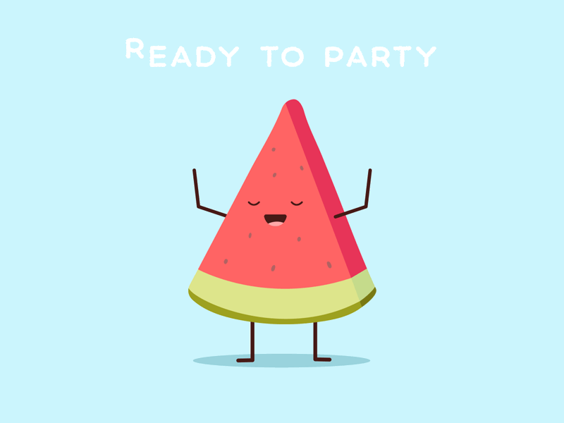 Анимация Долька арбуза пританцовывает (Ready to party / Готов к вечеринке), гифка Долька арбуза пританцовывает (Ready to party / Готов к вечеринке)