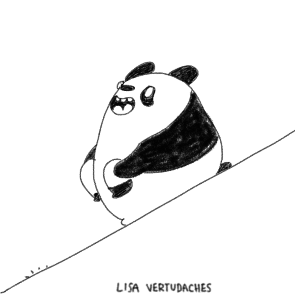Анимация Панда кубарем катится вниз с горки, by Lisa Vertudaches, гифка Панда кубарем катится вниз с горки, by Lisa Vertudaches
