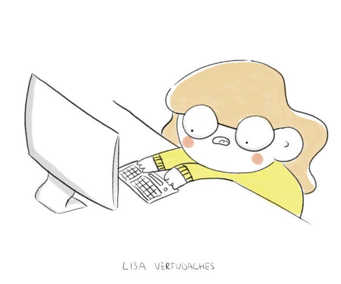 Анимация Девочка что - то быстро набирает на клавиатуре компьютера, by Lisa Vertudaches, гифка Девочка что - то быстро набирает на клавиатуре компьютера, by Lisa Vertudaches