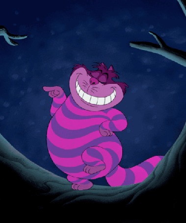 Анимация Чеширский кот из мультфильма Алиса в стране чудес / Alice in Wonderland пританцовывает на дереве