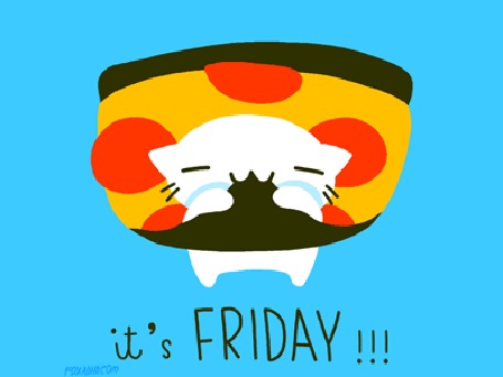 Анимация Кот наслаждается пиццей (its FRIDAY / это ПЯТНИЦА)