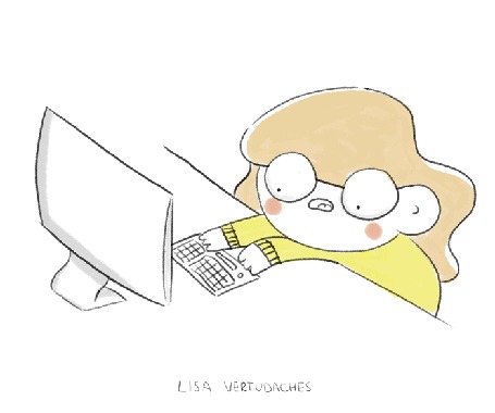 Анимация Девочка что - то быстро набирает на клавиатуре компьютера, by Lisa Vertudaches