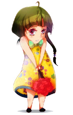 Анимация Девушка с красными цветами, by Tammi-sempai