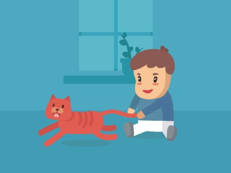 Анимация Мальчишка мучает кота