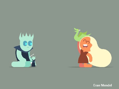 Анимация Night King / Король Ночи убивает дракона Daenerys Targaryen / Дейнерис Таргариен из сериала Game Of Trones / Игра Престолов, by Eran Mendel