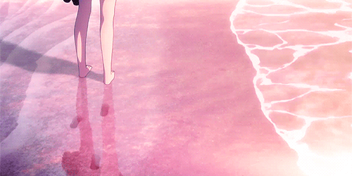Анимация Ножки девушки, стоящей в воде, аниме Nagi no Asukara, гифка Ножки девушки, стоящей в воде, аниме Nagi no Asukara