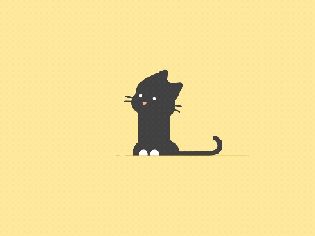 Анимация Черный котенок на желтом фоне