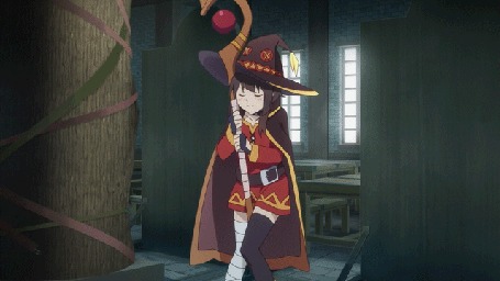 Анимация Мэгумин / Megumin из аниме Этот замечательный мир! / Kono Subarashii Sekai ni Shukufuku wo! / KonoSuba танцует с жезлом