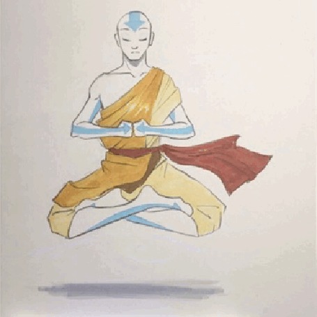 Анимация Aang / Аанг парит в воздухе, персонаж мультфильма Avatar: The Last Airbender / Аватар: Легенда об Аанге