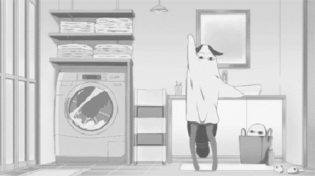Анимация Nitocris / Нитокрис из игры Fate / Grand Order / Судьба / Великий Порядок в простыне с глазами прыгает в ванной из аниме Эроманга-сэнсэй / Eromanga-sensei