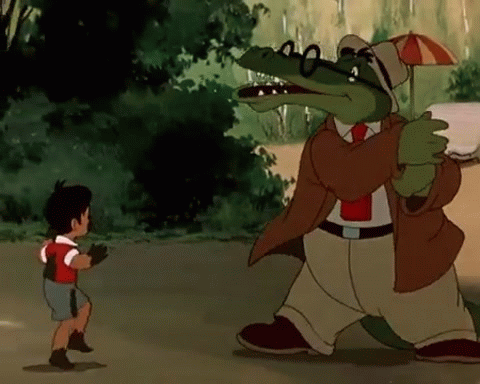 Анимация Крокодил ругает мальчика-грязнулю, кадр из мультфильма Мойдодыр, гифка Крокодил ругает мальчика-грязнулю, кадр из мультфильма Мойдодыр