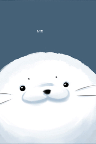 Анимация Белый тюлень на темно-синем фоне, by zillabean, гифка Белый тюлень на темно-синем фоне, by zillabean