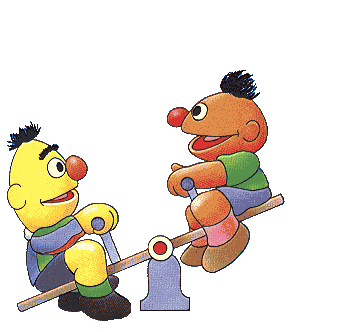 Анимация Bert and Ernie / Берт и Эрни качаются на качелях, гифка Bert and Ernie / Берт и Эрни качаются на качелях