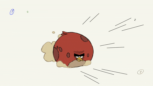 Анимация Ред / Red несется вперед, персонаж игры Angry Birds, гифка Ред / Red несется вперед, персонаж игры Angry Birds