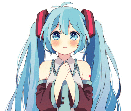 Гиф анимация Vocaloid Hatsune Miku / Вокалоид Хацунэ Мику хлопает глазами