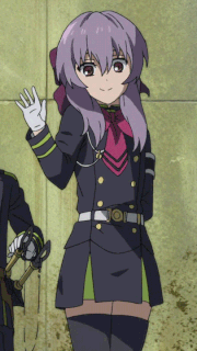 Анимация Шиноа Хираги / Shinoa Hiiragi из аниме Последний Серафим / Owari no Seraph приветственно машет рукой, гифка Шиноа Хираги / Shinoa Hiiragi из аниме Последний Серафим / Owari no Seraph приветственно машет рукой