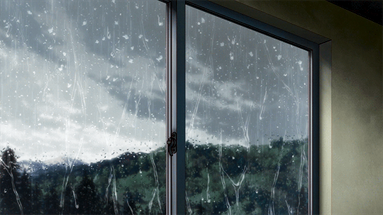 Анимация Капли дождя стекают по стеклу, гифка Капли дождя стекают по стеклу