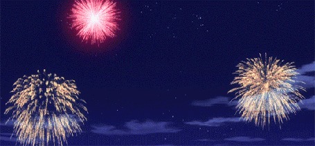 Анимация Салют на небе изображающий животных