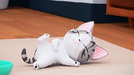 Анимация Котенок Чии лежит на полу и мяукает, аниме Chis Sweet Home / Милый дом Чи