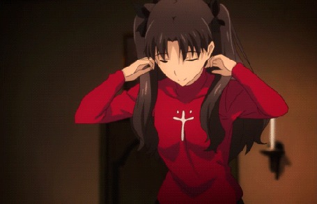 Анимация Рин Тосака / Rin Tohsaka из аниме Судьба / Ночь схватки / Fate / Stay Night