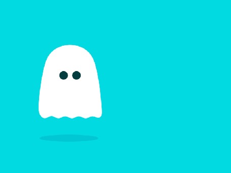 Анимация Белое привидение на голубом фоне