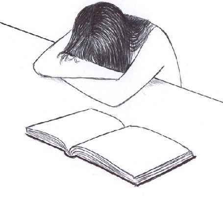 Анимация Девушка спит у книги, из страниц которой выпрыгивает золотая рыбка, by Virginia Mori