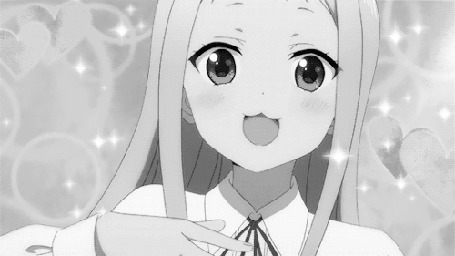 Анимация Hideri Kanzaki / Хидэри Кандзаки из аниме Blend S / Садистская смесь подмигивает показывая пальцами знак V / Ви