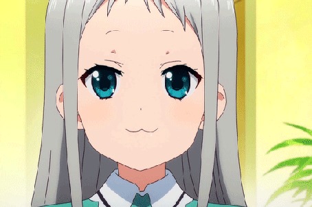 Анимация Hideri Kanzaki / Хидэри Кандзаки из аниме Blend S / Садистская смесь подмигивает показывая пальцами знак V / Ви