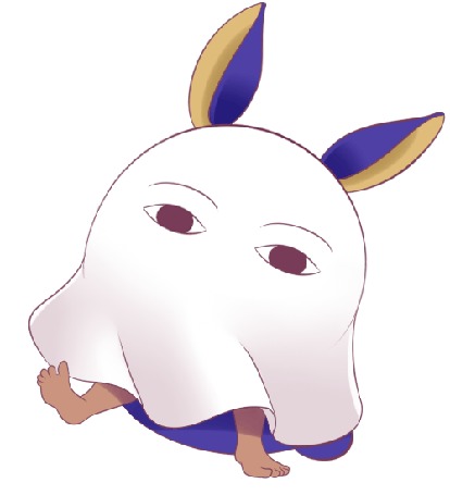 Анимация Chibi-Nitocris / Чиби-Нитокрис из игры Fate / Grand Order / Судьба / Великий Порядок, скачет в простыне с глазами