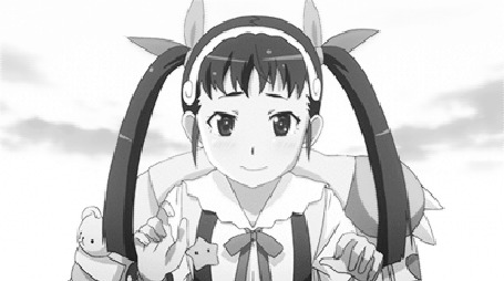 Анимация Mayoi Hachikuji / Маей Хатикудзи и Koyomi Araragi / Коеми Арараги из аниме Bakemonogatari / Истории монстров