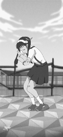 Анимация Танцующая на фоне неба Mayoi Hachikuji / Маей Хатикудзи из аниме Bakemonogatari / Истории монстров