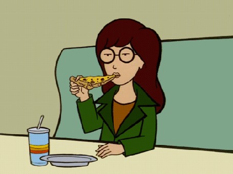 Анимация Дарья Моргендорффер / Daria Morgendorffer — главная героиня мультсериала Дарья / Daria ест пиццу
