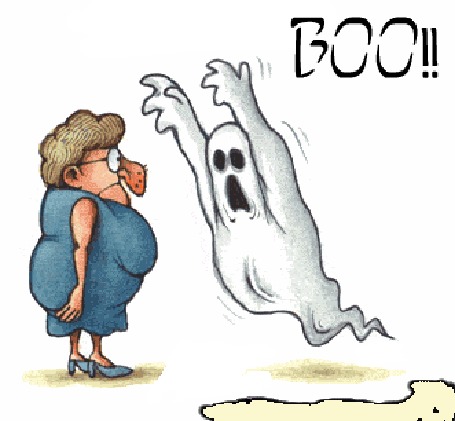 Анимация Привидение пытается напугать женщину, но безуспешно, (BOO!)