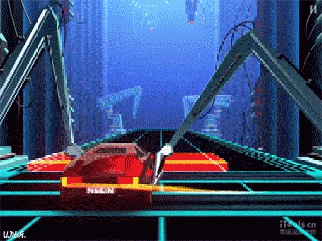 Анимация Механическая обкатка автомобиля, из игры Neon Drive, разработчика Fraoula