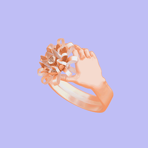 Анимация Перстень в виде рук, держащих цветок, вращается вокруг своей оси, гифка Перстень в виде рук, держащих цветок, вращается вокруг своей оси