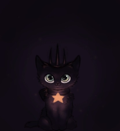 Анимация Рогатый котенок со звездой на ошейнике, by AkaiBlood
