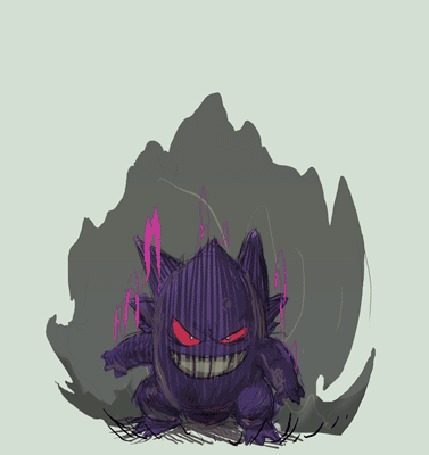Анимация Gengar / Генгар из аниме Pokemon / Покемон, by thatLD