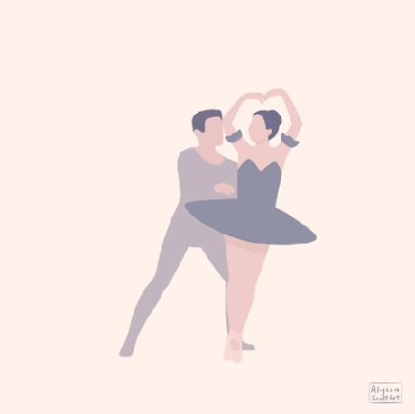 Анимация Балерина кружится в танце и ее подхватывает партнер, art by Alyssa Scott