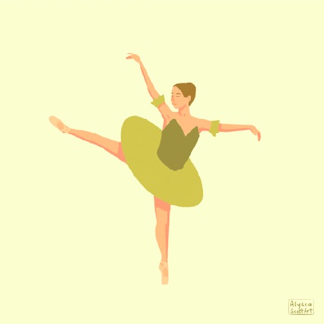 Анимация Балерина во время танца превращается в вихрь из листьев, art by Alyssa Scott