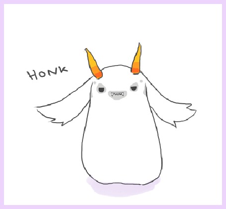 Анимация Кролик с рожками машет ушками и улетает (Honk - hoonk / Хлоп - хлоп), art by oranges-lemons